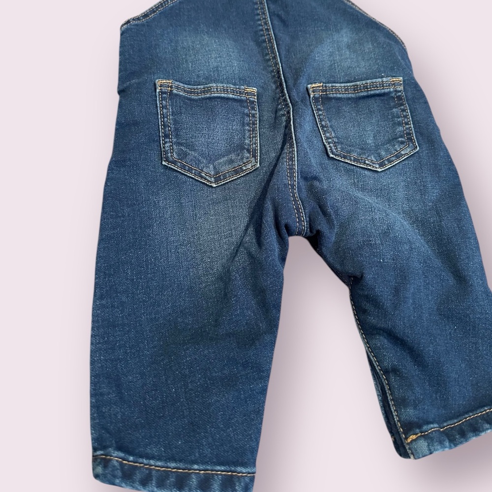 H&M Dark Wash Blue Denim Baby Snoopy Overalls Size 6 Months - Picture 7 of 7